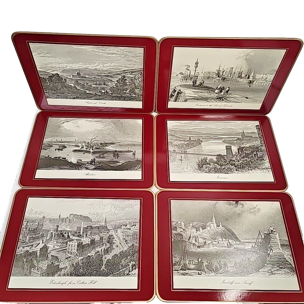 Clover Leaf Set of Six‎ (6) Old Scotland Places Table Lunch Mats